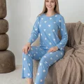 Lindros 0440 Kadın Süet Uzun Kol Pijama Takımı