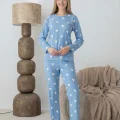 Lindros 0440 Kadın Süet Uzun Kol Pijama Takımı