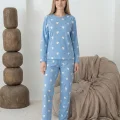 Lindros 0440 Kadın Süet Uzun Kol Pijama Takımı