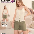 Lindros BR-01427 Kadın İp ASkılı Bürümcük Düğmeli Şort Takım