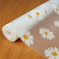Mutfak Eva Shelf Liner Şeffaf Astar Kaymaz Dolap İçi Çekmece Örtüsü Papatya Desen Mat 45cmx10 Metre