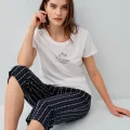 Pierre Cardin PC9207-S Kadın Kapri Kısa Kol Pijama Takımı