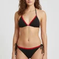 Premium Kadın 4’lü Fitilli Set – Siyah Kırmızı Biyeli (Pijama Üst, Pantolon, Bikini Takımı)