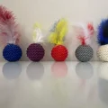 Renkli Jut Örgü Kedi Oyun Topu Çeşitli Renklerde 5 cm