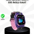 S10 Akıllı Çocuk Saati Mor Model Çift Yönlü Konuşma ve SOS Fonksiyonu