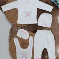 Sema Baby 5 Parça Hastane Çıkışı Zıbın Seti 0-3 Ay - Pink Butterfly