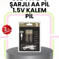 Tekrar Şarj Edilebilir AA USB Type-C Pil | 1000+ Döngü | 1.5V Sabit Voltaj