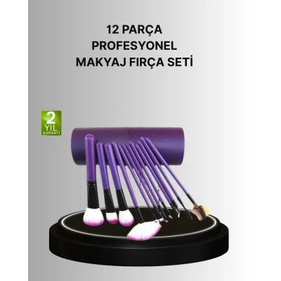 12’li Makyaj Fırça Seti Fondöten Allık Far Karıştırma İçin Tam Uyumlu