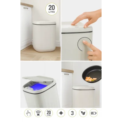 20 Litre Sensörlü Açıp Kapanan Akıllı Teknolojik Çöp Kovası 4 Pil Yanında