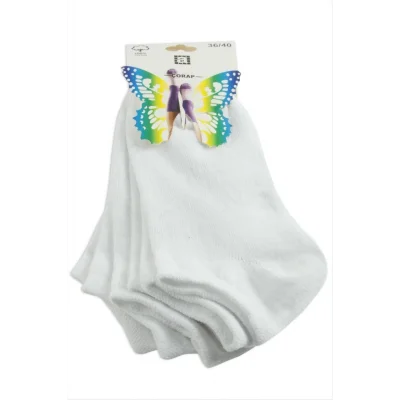 3 Çift Beyaz Renkli Snekars Çorap