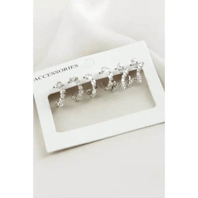 6 Adet Yıldız Halka Küpe