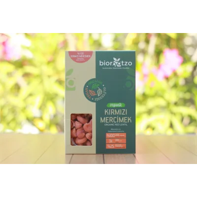 BUĞZ Biorootzo Artizan Makarna Bronz Kalıp Glütensiz ve Vegan Kırmızı Mercimek Mantı - Pipe Rigate 200 g