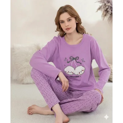 Boyraz 0351 Kadın Penye Uzun Kol Pijama Takımı