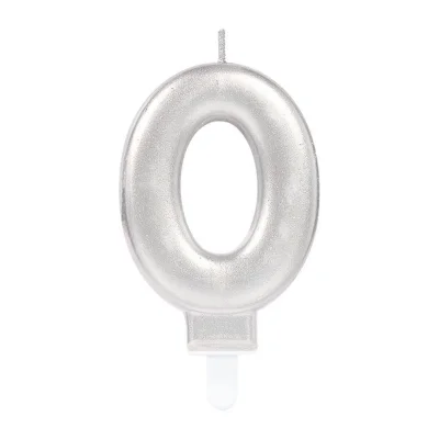  0 Rakam Mum Gümüş Renk
