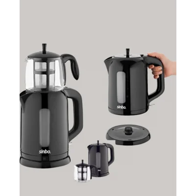 BUĞZ 0,9 L Cam Demlik ve 1,7 L Su Haznesi ile Çay Keyfi - BUĞZ