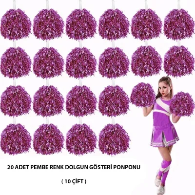 BUĞZ 10 Çift ( 20 Adet ) Pembe Renk 23 Nisan 19 Mayıs 29 Ekim Okul Gösteri Ponponları