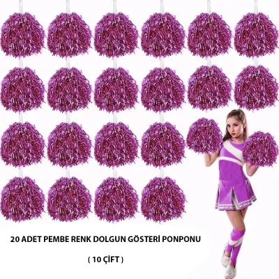 BUĞZ 10 Çift ( 20 Adet ) Pembe Renk 23 Nisan 19 Mayıs 29 Ekim Okul Gösteri Ponponları