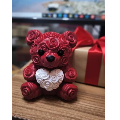 BUĞZ 10 cm 3D Kalp Tutan Ayıcık Dekoratif Sevgililer Günü Hediyesi