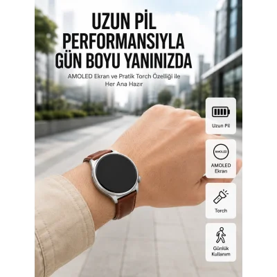 BUĞZ 10 Gün Şarj Dayanımı Sunan AMOLED Ekran Akıllı Saat Yeni Nesil