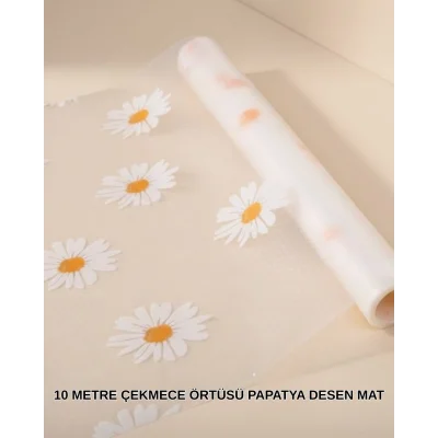 BUĞZ 10 Metre Papatya Desenli Kolay Temizlenebilir Çekmece Matı