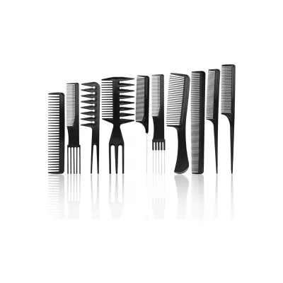  10 Parça Profesyonel Kuaför Tarak Seti - Saç Kesim, Ayırma, Şekillendirme Ve Fön Tarağı