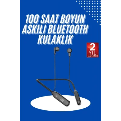  100 Saat Kablolu Boyun Askılı Dijital Göstergeli Bluetooth Kulaklık
