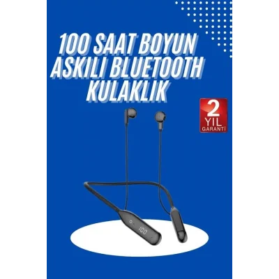 BUĞZ 100 Saat Kablolu Boyun Askılı Dijital Göstergeli Bluetooth Kulaklık - BUĞZ