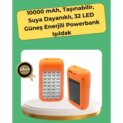  10000 mAh Güneş Enerjili Taşınabilir Şarj Cihazı ve Aydınlatma Cihazı