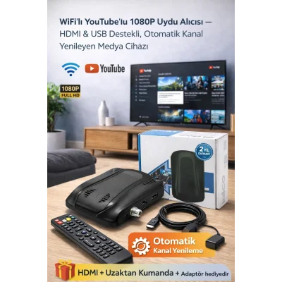 BUĞZ 1080P Dijital Uydu Alıcısı – YouTube, WiFi, HDMI USB Bağlantılı, Otomatik Kanal Ayarlı