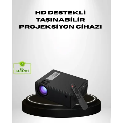 BUĞZ 1080p Full HD Taşınabilir Projeksiyon Cihazı LED Işıklı Uzaktan Kumandalı