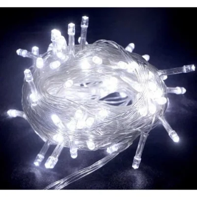 BUĞZ 10m 100 Led Boncuk Lamba Beyaz Işık Şeffaf Kablo