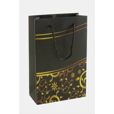  11*17 Çiçek Desenli İpli Karton Çanta 1 Adet