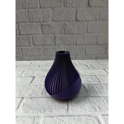 BUĞZ 11 cm Mor Minimal Çizgili Vazo Masa Üstü Şık Dekor Objesi - Lisinya