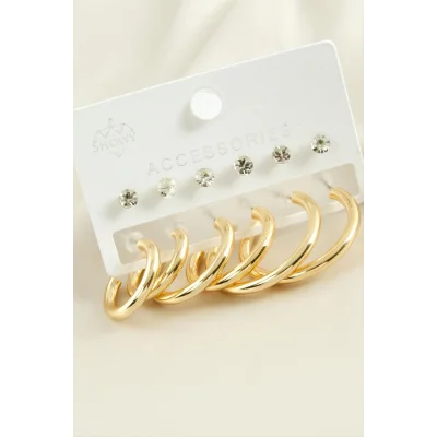 BUĞZ 12 Adet Boru Taşlı Halka Küpe