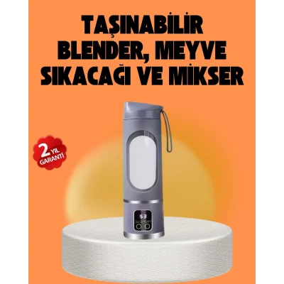 BUĞZ 12 Bıçaklı Şarjlı Meyve Sıkacağı – Tip-C Taşınabilir Blender 450 ml