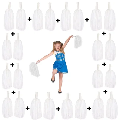 BUĞZ 12 Çift ( 24 Adet ) Beyaz Renk 23 Nisan 19 Mayıs 29 Ekim Okul Gösteri Ponponları