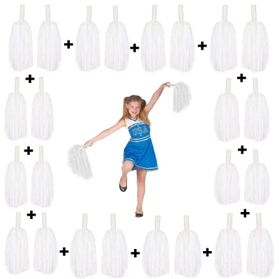 BUĞZ 12 Çift ( 24 Adet ) Beyaz Renk 23 Nisan 19 Mayıs 29 Ekim Okul Gösteri Ponponları