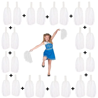  12 Çift ( 24 Adet ) Beyaz Renk 23 Nisan 19 Mayıs 29 Ekim Okul Gösteri Ponponları