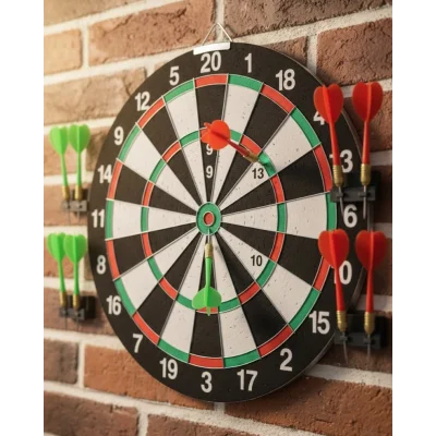 BUĞZ 12 İnç Dart Tahtası 4 Adet Metal Uçlu Dart Oku Kolay Montajlı