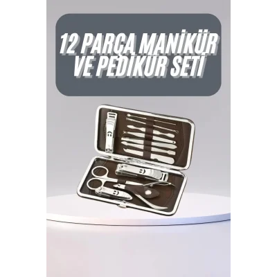  12 Parça Manikür Pedikür Seti Tırnak Bakımı Nasır Temizleme El Ayak Bakımı