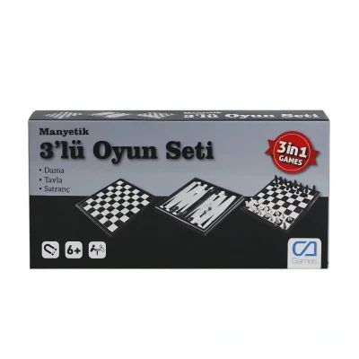 BUĞZ 120 CAOYN-10002 Manyetik 3lü Oyun Seti (Tavla,Dama,Satranç)