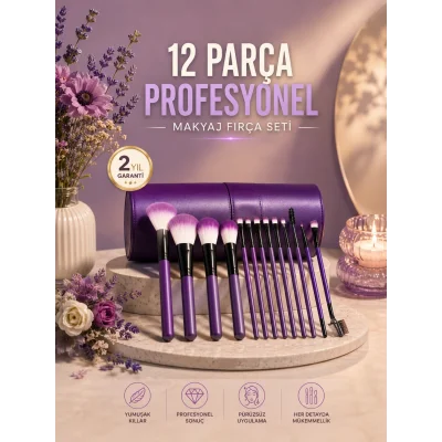 BUĞZ 12’li Makyaj Fırça Seti Fondöten Allık Far Karıştırma İçin Tam Uyumlu