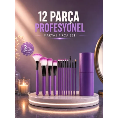 BUĞZ 12’li Profesyonel Makyaj Fırça Seti Ultra Yumuşak Sentetik Kıllı