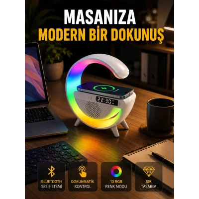 BUĞZ 13 Renk Seçenekli Kablosuz Şarj Cihazlı LED Lamba