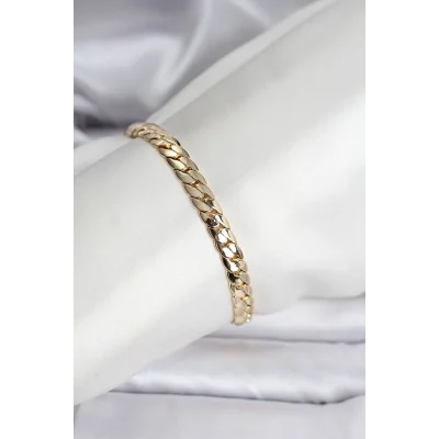 BUĞZ 14K Gold Renk Kaplama Ezme Zincir Model Kadın Bileklik