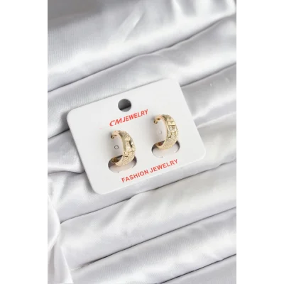 BUĞZ 14K Gold Renk Kaplama Lazer Halka CM Kadın Küpe