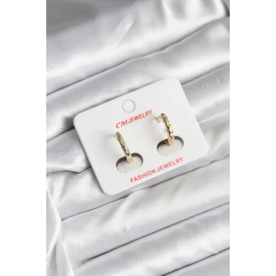 BUĞZ 14K Gold Renk Kaplama Zirkon Taşlı Halka Model CM Kadın Küpe