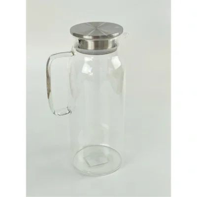 BUĞZ 1500 ml Borosilikat Cam Su Sürahisi - Metal Kapaklı ve Isıya Dayanıklı