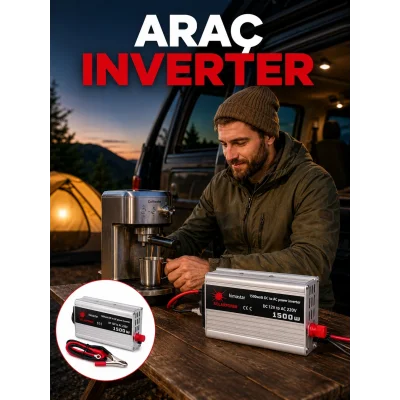 BUĞZ 1500W Oto Güç İnverteri Araç Aküsünden Güvenli Elektrik Sağlayan Çevirici