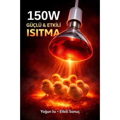 BUĞZ 150W Isıtıcı Ampul Kırmızı Isı Lambası Civciv Kümes Kuluçka E27 Duy Isıtma Ampulü